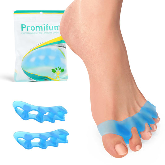 Promifun Toe Spacers & Separators - 8-Pack Bunion Corrector for Toe Alignment & Toe Pain Relief - Toe Separators for Women & Men - Toe Spacers for Gifts with Gel Cushion (Blue) - FSA HSA Eligible - L